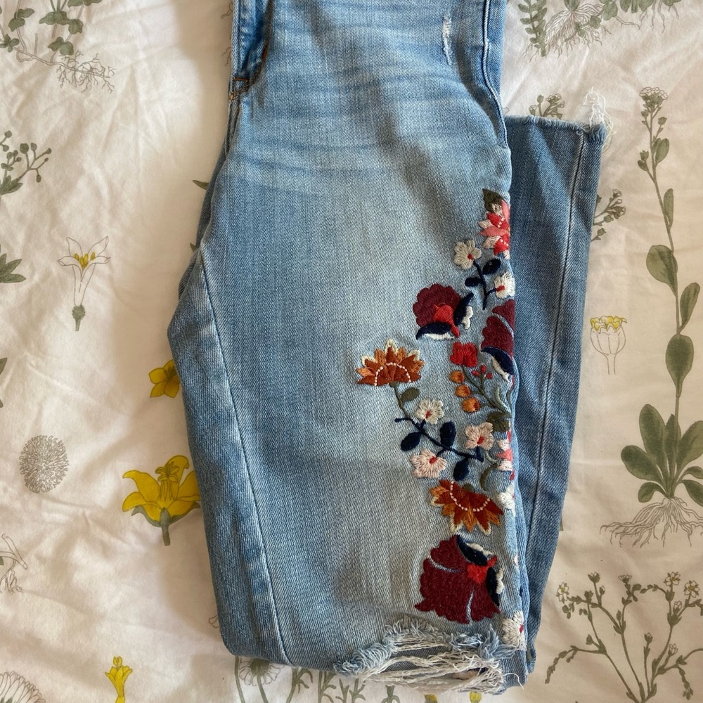 A&F Low Rise Embroidered Jeans
